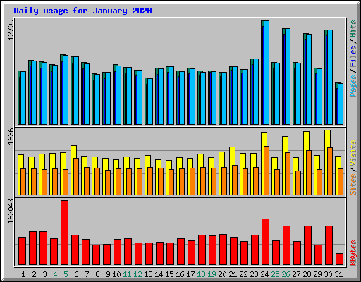 Daily usage for January 2020