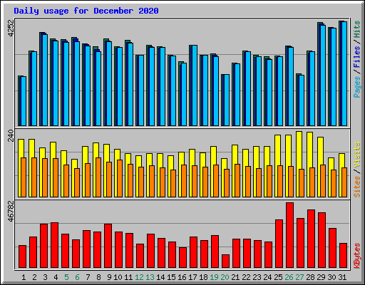 Daily usage for December 2020