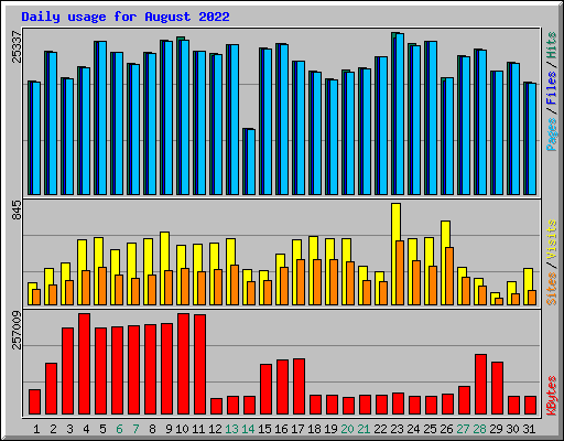 Daily usage for August 2022