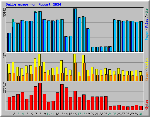 Daily usage for August 2024